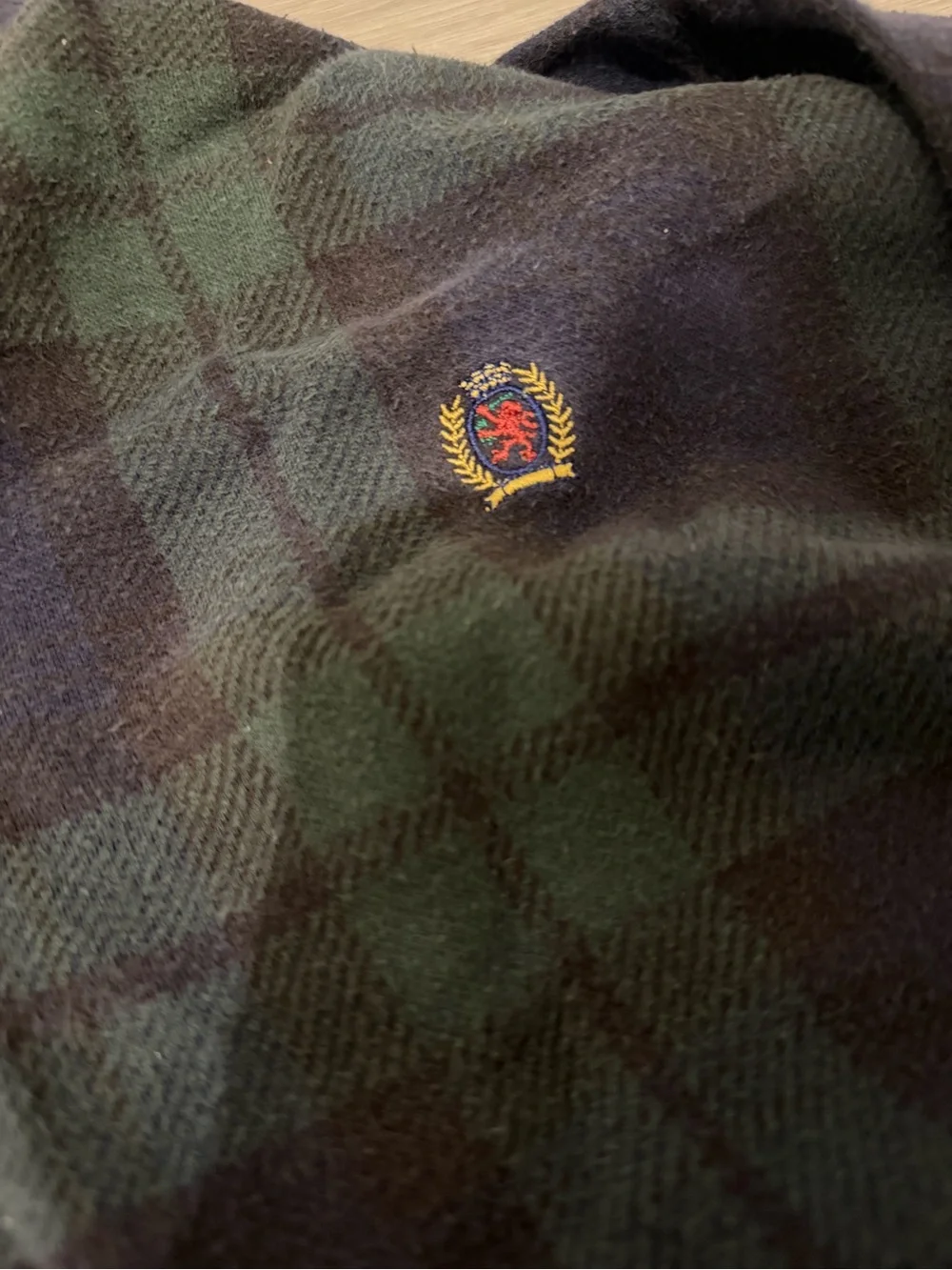 Tommy Hilfiger Navy and Green Plaid Turtleneck Sweater